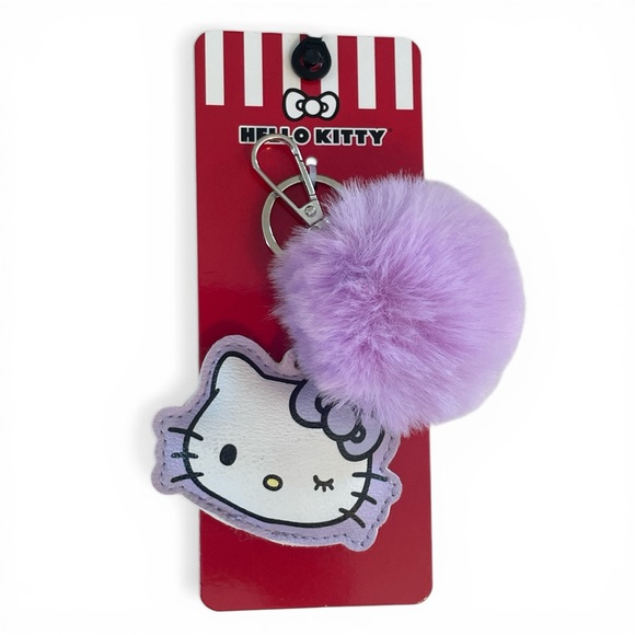 Sanrio Hello Kitty Winking Purple Pom Keychain Bag Charm 2025 New With Tags - Picture 3 of 12